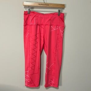 Oiselle KC Knicker Capri Legging Crop Pant punch koolhaus Pink Geometric Sz 10